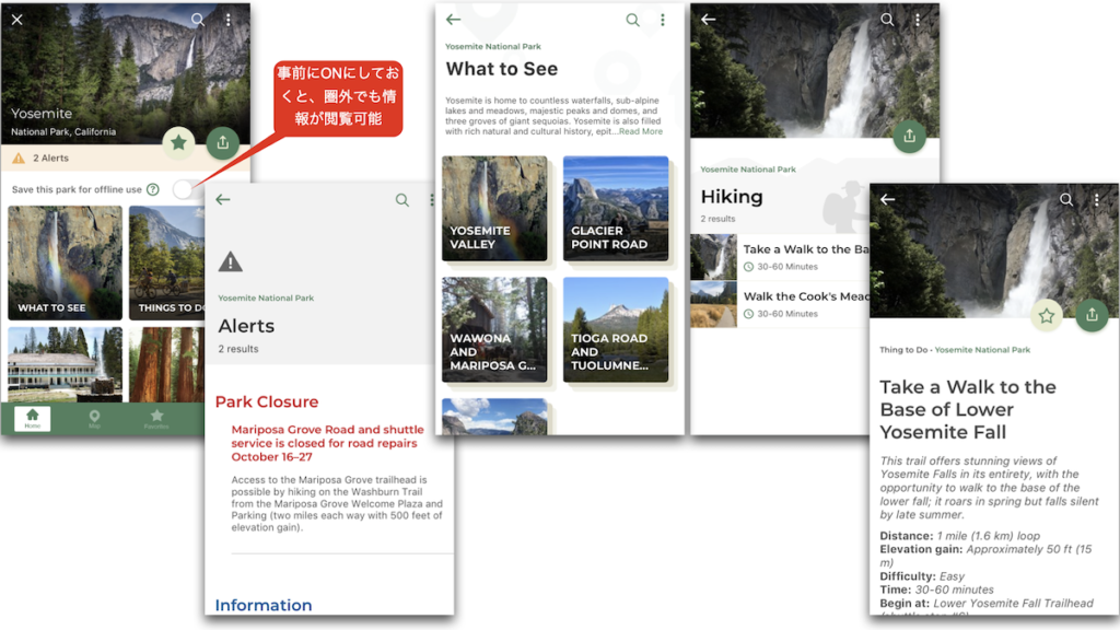 国立公園のアプリ