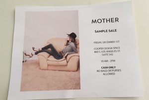 MOTHERのサンプルセールちらし